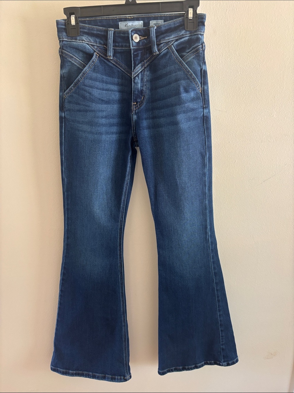 KanCan Women’s 25 Dark Blue High-Rise Flare
